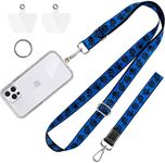 MAXCURY Crossbody Patch Cell Phone Lanyard, Adjustable Neck Strap & Hand Wrist, 2 Pack Pads & 1 Pack Metal Key Ring, Silver Key Chain Holder Compatible for Name Tags Badge ID Card (Cute Cobalt)