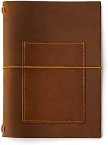 Pluma Paper Company Crazy Horse Leather A5 Traveler's Notebook Cover with Pocket A5 (A5, Light Brown)