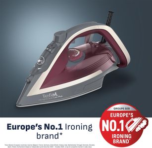 Tefal Ultraglide Steam Iron – Grey/Purple, Powerful Steam Performance