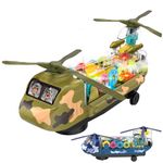 FunBlast Military Warfare Helicopter Toy, Gear Transparent Helicopter Toys, Crawling Toys for Kids, Bump & Go 360 Degree Rotation Light and Sound Toys for Kids Boys & Girls (Random Color)