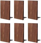 Muso Wood Handmade Walnut Book Ends, Non-Skid Bookends for Shelves, Large Sturdy Book Ends for Heavy Books, Decorative Book Shelf (3 Pairs)