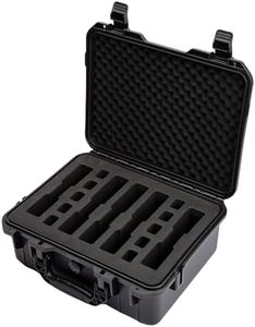 Moubruk TSA Approved Gun Case for Pistol - Holds 5 Handguns & 10 Magazines | Air Travel Hard Shell Pistol Case | Pre-cut Heavy Duty Waterproof Multiple Pistols Storage Box with Silica Gel Canister