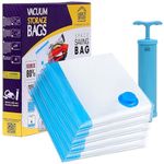 ABOUT SPACE polyamide polyethylene 5 Large Vacuum Bags for Travel with Hand Pump - Airtight, Reusable SPACE Saver Compression Storage Bags for Packing (PP-Blue)