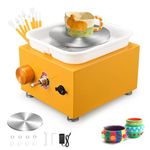 Mini Electric Pottery Wheel, Couleeur 2000RPM & 10/6.5cm Plates Turntable Pottery Machine, Adjustable Speed Pottery Wheel with Shaping Tools for Pottery DIY Shops, Pottery Teaching(Yellow)