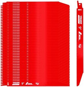 50 Pack 9 Inch 14/18 TPI Bi-Metal Reciprocating Saw Blades with Organizer for Metal Steel Cutting Automobile Dismantling, Non-Stick Coated Carbide Alloy Steel for 1/16"-5/16" Medium Metals