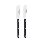 Sabre Paris - Set of 2 Spreader Knives 5.5 inches - Bistrot Collection - Perfect for Butter, Tapenades, Spreads - Stainless Steel & Nylon - Dishwasher Safe - Black - Brilliant Finish