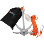 BeGrit Kayak Anchor 3.3 lb Small Boat Anchor Kit Folding Grapnel Anchor Carbon Steel for Canoe Jet Ski SUP anchor with 32.8 ft ø 6 mm Anchor Line Carrying Bag(Silver)