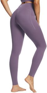 baleaf Freeleaf Women's Workout Leggings with Pockets 7/8 Yoga Pants High Waisted Tummy Control Athletic Gym Leggings Purple L-2XL