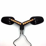 NBX- Black Rear View Left Right Mirrors with LED Stem Fit For Harley Davidson FLSTC FXDB DYNA FXDF FLSTF
