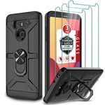 LG G6 Case, LG G6 Case with [3X Tempered Glass Screen Protector], Built-in Ring Kickstand and Magnetic Car Mount Shockproof Dropproof Military Grade Armor Rugged Case for LG G6 - Black