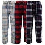 Andrew Scott Men's 3 Pack Cotton Flannel Fleece Brush Pajama Sleep & Lounge Pants, 3 Pack - Plaids, Red / Snow / Black, XX-Large