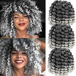 3Packs 2X Ringlet Wand Curl Jamaican Bounce 8 inch Synthetic Crochet Hair Extensions Havana Mambo Twist Braiding Hair 20 Roots (#Ombre Gray)