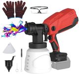 Battery Paint Sprayer Compatible with Milwaukee M18 18 V Battery, Battery Paint Spray Gun with 1000 ml Paint Container, 2 mm Spray Nozzle, 3 Patterns, Cleaning Brush, Funnel, Gloves and Safety Glasses