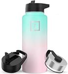 Iron Flask Sports Water Bottle - 32 Oz ,3 Lids (Straw Lid),Vacuum Insulated Stainless Steel, Modern Double Walled, Simple Thermo Mug, Hydro Metal Canteen (Bubble Gum)