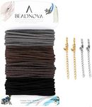 BEADNOVA Leather Cord for Jewelry Making Leather String Suede Cord Leather Strips for Crafts Faux Lace Thread for Bracelets (4 Colors, 3.3 Yard, 3mm)