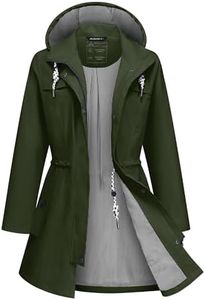 ATLASLAVA Rain Jacket Women Waterproof Long Lightweight Raincoat Hooded Windbreaker Outdoor Trench Coat GREEN-3XL