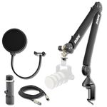 Rode PSA1+ Pro Studio Boom Arm for Podcasting and Streaming with Quick Release Mic Stand Adapter, Microphone Pop Filter, Professional Grade XLR Cable and StreamEye Polishing Cloth