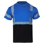 BLKNIGHTS High Visibility Reflective Safety Shirt for Men ANSI Class 2 Construction Work Blue Short Sleeves Shirt, Blue_s1, X-Large