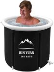 B&Y Inflatable Foldable Bathtub Adult 80 x 80 cm Foldable Portable Bathtub Freestanding Bath for Shower Adults Mobile Folding Ice Bathing Barrel Made of Polypropylene, Black