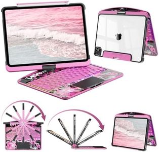 Keyboard Case for iPad Pro 13-inch (M5 2025 / M4 2024), Clear Wireless iPad Pro 13 Inch Case with Keyboard Multi-Touch Trackpad, Battery Level Visualization with 360° Rotatable & Pencil Holder, Pink