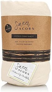 Sweet Acorn Fitted Crib Sheets - Organic Cotton Jersey Knit Crib Beddings - Fits Standard Baby Crib Mattress - 9" x 28" x 52" - Salt White