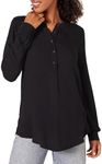 Amazon Essentials Women's Long-Sleeve Woven Blouse, Black, M