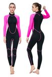 Flexel Full Wetsuit Womens 2mm,Long Sleeve Women’s Neoprene Wet Suit Snorkeling Scuba Surfing Wetsuits Full Swimsuit 2mm(Black/Pink,Medium)