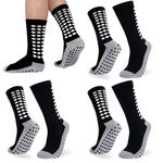 Zuimei 3 Pairs Football Grip Socks for Men, Grip Socks Football Socks Anti-slip Sports Socks for Football Basketball Soccer Volleyball Yoga Running Trekking Hiking,black