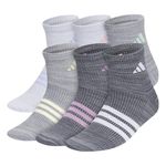 ADIDAS Kids Superlite 3.0 Athletic Quarter Socks (6-Pair) ankle high fit with targeted padding and arch compression