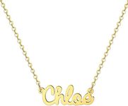 MOMOL 18K Gold Plated Stainless Steel Name Necklace Personalized Custom Name Necklace Customized Nameplate Necklace for Women, Metal