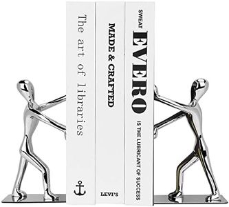 Hisredsun Heavy Duty Stainless Steel Kung Fu Man Book end Nonskid Humanoid Bookends for Home Office Llibrary School Decorative bookends