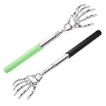 2-Pack Extendable Back Scratcher Stick (Black & Green) | Stainless Steel Telescopic Itching Tool | Adjustable 22-59cm | Non-Slip Grip & 40g Ultra-Light