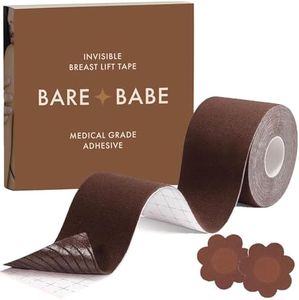 Bare Babe Boob Tape, Boobtape for Breast Lift | Includes Nipple Covers | Body Tape for Push up & Shape (Cocoa, Regular 2in)