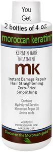 Moroccan Keratin Brazilian Keratin Hair Treatment Blowout Straightening Product Professional Grade Natural Organic Looking Results at Home or Salon (8oz, 2 bottles)