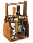 ROSTMARYGIFT Wood Wine Bottle Glasses Caddy - Beer Carrier - Drinking Desk Accessories Men's Wine Organizer - Glass Tray Holder - Wine Storage Stand - Drink Holder for Beer, for Wine