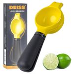 Deiss Pro Lemon Squeezer Stainless Steel Press - Ergonomic, Manual Non-Slip Grip Design - Effortless Pro-Grade Lemon, Lime, Orange, and Citrus Fruit Hand-Held Lemon Juicer Squeezer