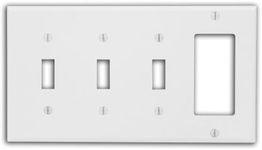 Leviton P326-W 4-Gang 3-Toggle 1-Decora/GFCI Device Combination Wallplate, White