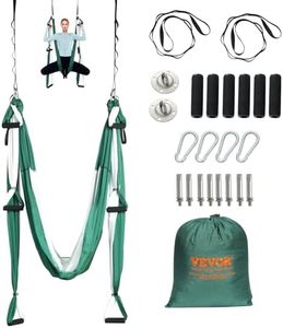 VEVOR Aerial Yoga Swing Set, 2.7 Yards Yoga Hammock Hanging Swing Aerial Sling Inversion Fly Kit Trapeze Inversion Equipment with Ceiling Mount Accessories, Max 661.38 lbs Load Capacity, Green/White