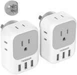 Australia Power Plug Adapter 2 Pack, TESSAN US to New Zealand China Travel Adaptor with 4 American Outlets 3 USB Ports, Type I Travel Adapter for USA to Australian, AU, Argentina, Fiji