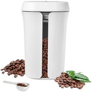 Evacu Automatic Vacuum Coffee Canister | One-touch Electric Operation | Achieves Internal -40KPA Vacuum Environment | Automatic Seal Detection | Maintains Food Freshness Continuously | 1L （White）