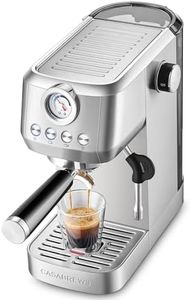 CASABREWS Espresso Machine 20 Bar, Stainless Steel Espresso Maker With Steam Milk Frother, Coffee Machine Cappuccino Latte Machine With 43.9 oz Removable Water Tank