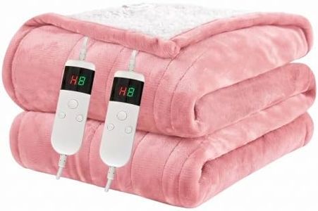 Heated Blanket Electric King, 100"x90" Soft Flannel Heating Blanket with 8 Hours Auto Off 10 Fast Heating Levels Machine Washable Sherpa Heated Throw Blanket with Overheating Protection