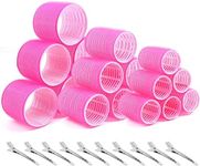 Thrilez Hair Rollers with Clips Self Grip Jumbo Include 63mm 44mm 35mm Hair Curlers for Long Medium Short Hair, Salon Hairdressing Rollers Tools for DIY Hair Styling (Rose Red)