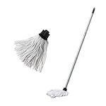 Addis Cotton Mop Made from Recycled Cotton with 3 Piece Handle and Extra replacement Mop Head, Metallic and Grey. Easy To Assemble