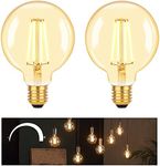 DSLebeen Dimmable E27 LED Vintage Light Bulbs 6W 600lm, G95 Edison Screw GLS Large Bulbs Decorative Filament Bulbs Amber Globe Glass Warm White Lighting 2700K 2-Pack