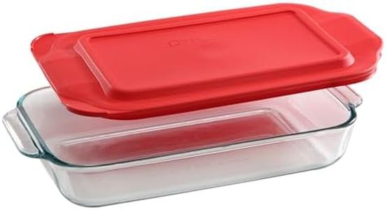 Pyrex Basics 2-Qt Glass Baking Dish with Lid, Tempered Glass Baking Dish with Large Handles, Non-Toxic, BPA-Free Lid, Dishwashwer, Microwave, Freezer and Pre-Heated Oven Safe