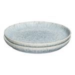 Denby - Halo Speckle Medium Plates Set of 2 - Grey, Neutral Patterned Coupe Dishwasher Microwave Safe Crockery 21cm - Glazed Ceramic Stoneware Tableware - Chip & Crack Resistant