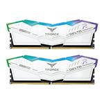 TeamGroup T-Force Delta RGB 2x16GB 6000MHz (6000MT/s) CL38 White 32GB DDR5 RAM Kit, Desktop Gaming Memory, Metal Heatsink, ARGB Sync, ECC, XMP 3.0/EXPO, For Intel/AMD CPU, High Performance Low Latency