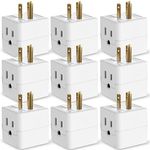 Fosmon 3 Outlet Power Splitter (9 Pack), Power Cube Outlet Extender, 90 Degree Multi Plug Outlet 3 Prong, 3 Way Wall Plug Adapter, Wall Outlet Extender for Home or Travel, ETL Listed