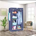 Cbeeso Portable Wardrobe Single Door / 5 Shelves / 1 Hanger - Navy Blue